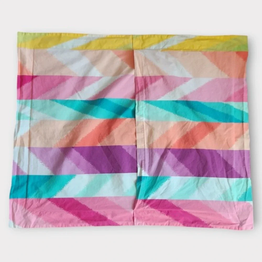 PBteen Pillow Sham Standard Pink Multi Color Stripe Chevron Boho Dorm Decor